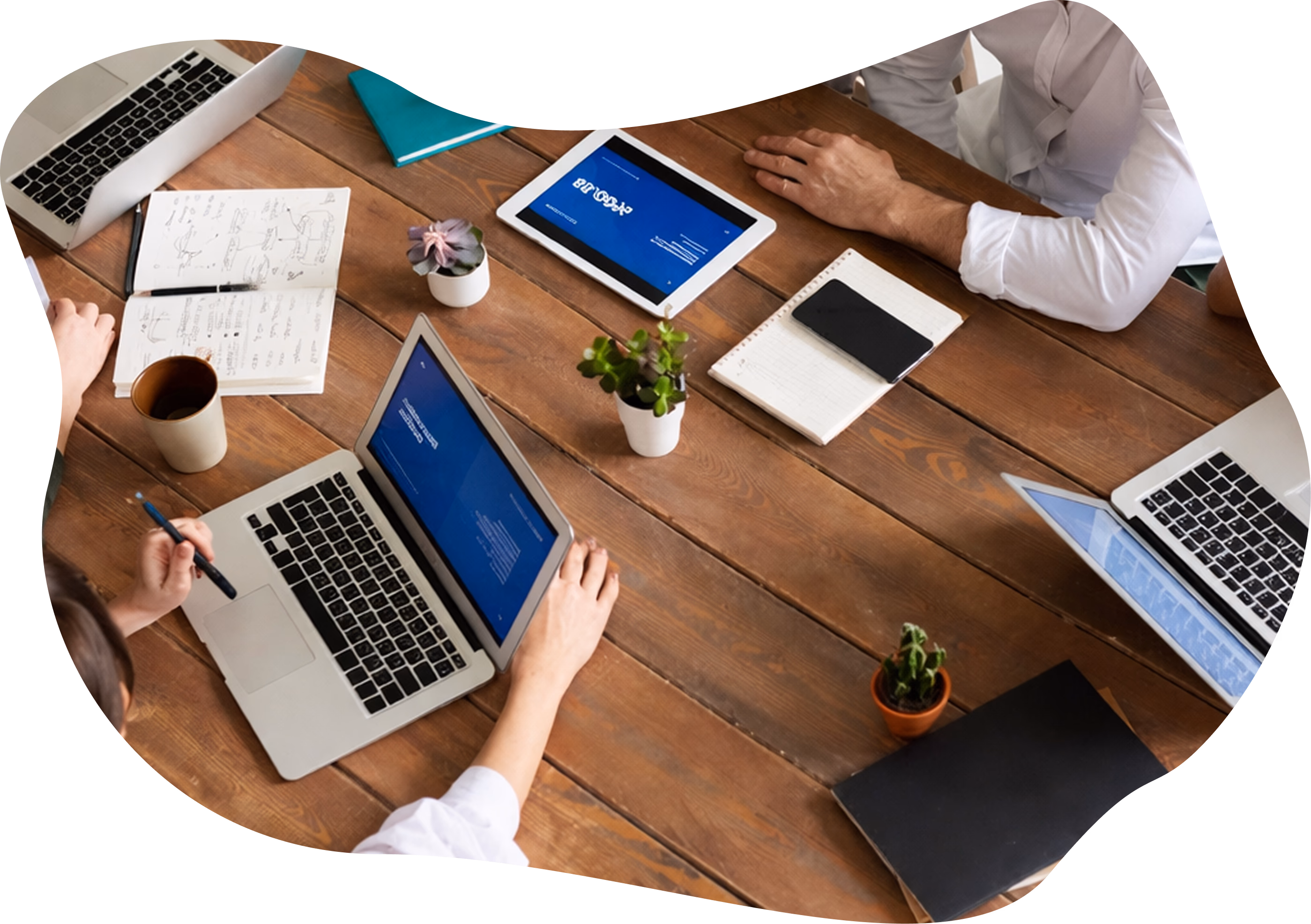 Team collaborating in a modern office